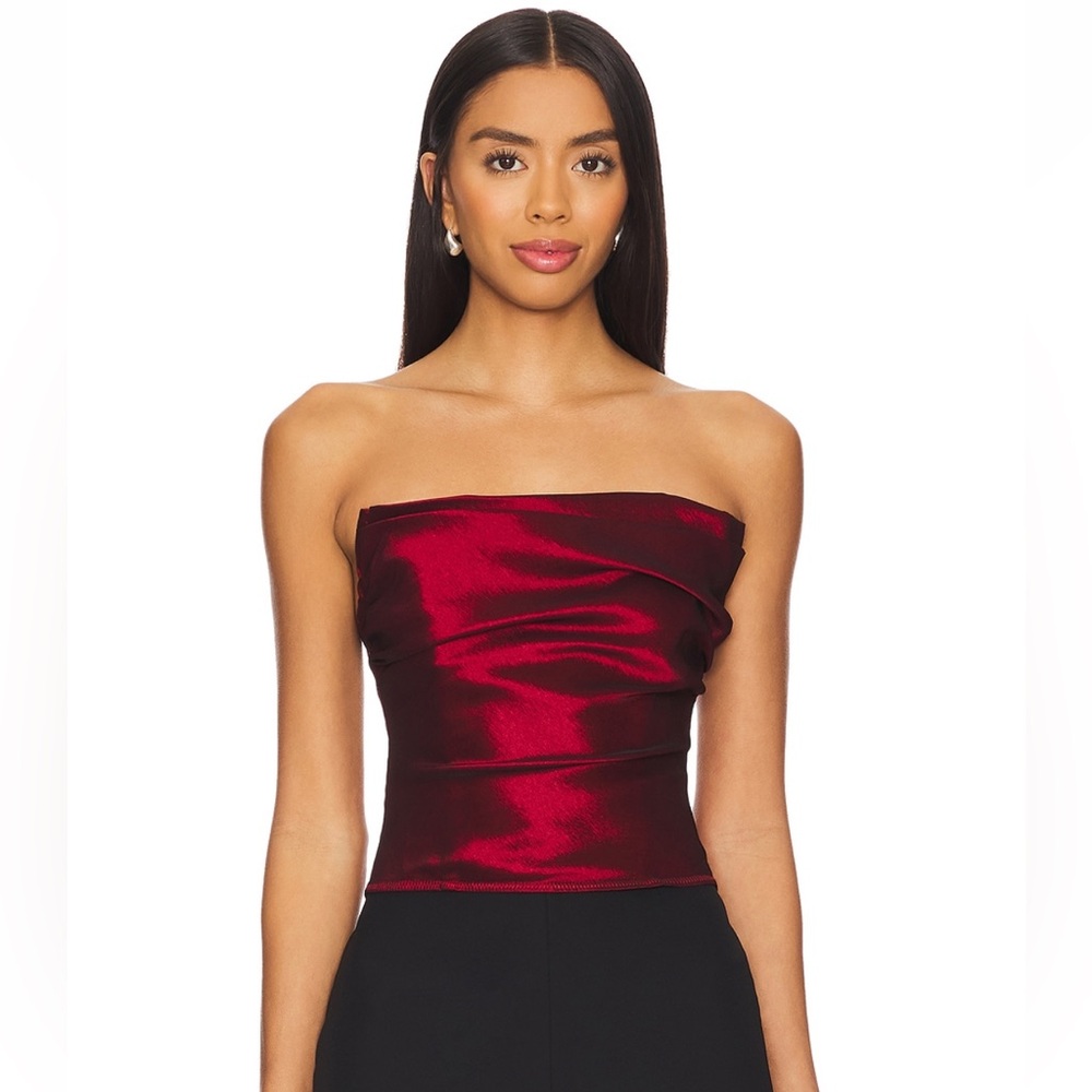 Lovers & Friends Adler Top in burgundy red.